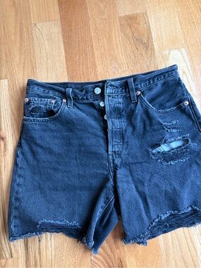 Levi's Black Distressed Jean Shorts